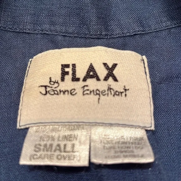 Flax by Jeanne Englehart Womens Small Linen Sleeveless Button Down Blouse Blue - Picture 8 of 10